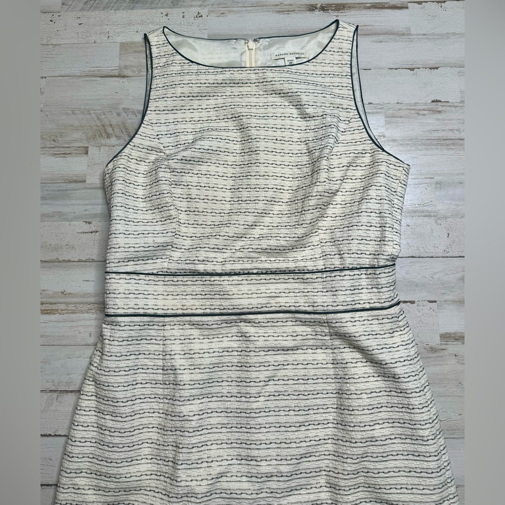 Banana Republic Women Sheath Dress White Black Stripped Cotton 10P - Picture 2 of 11